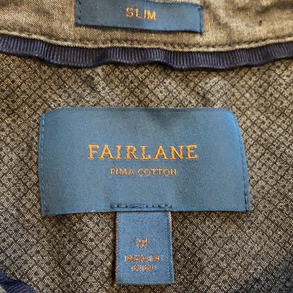 Fairlane Mens Polo Sz M Blue Pima Cotton Stripe Work Business Casual Comfy Job - Picture 2 of 8